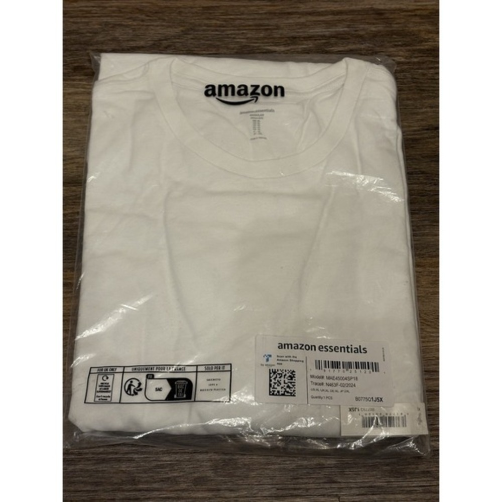 Amazon Basics Men's Short Sleeve Cotton Shirt White Size XL NWT